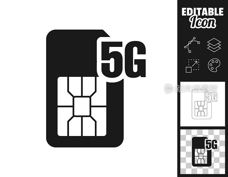 5 g的SIM卡。图标设计。轻松地编辑